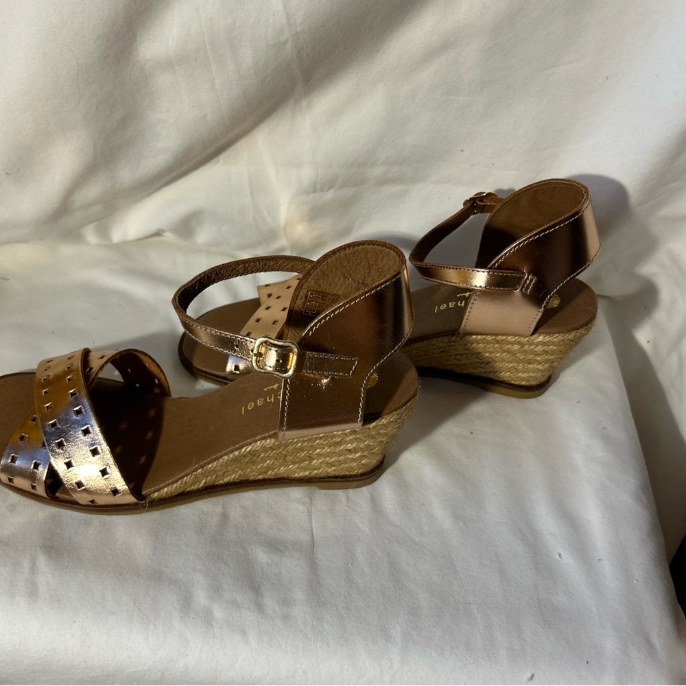 Eric Michael Rose Metallic Wedge Espadrilles Stra… - image 2